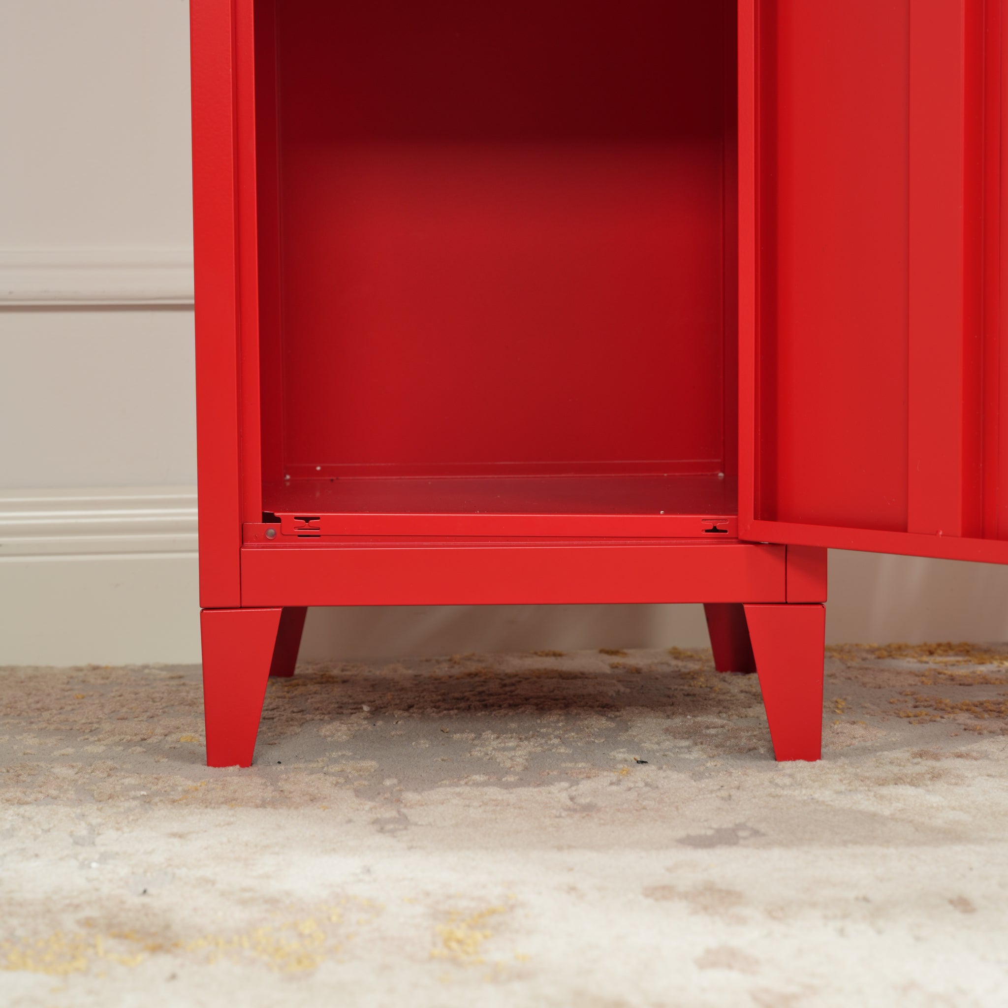 Homylin Commercial Metal File Organizer Home Office Metal Storage Cabinet, 1 Door 3 Shelves, Red Stars