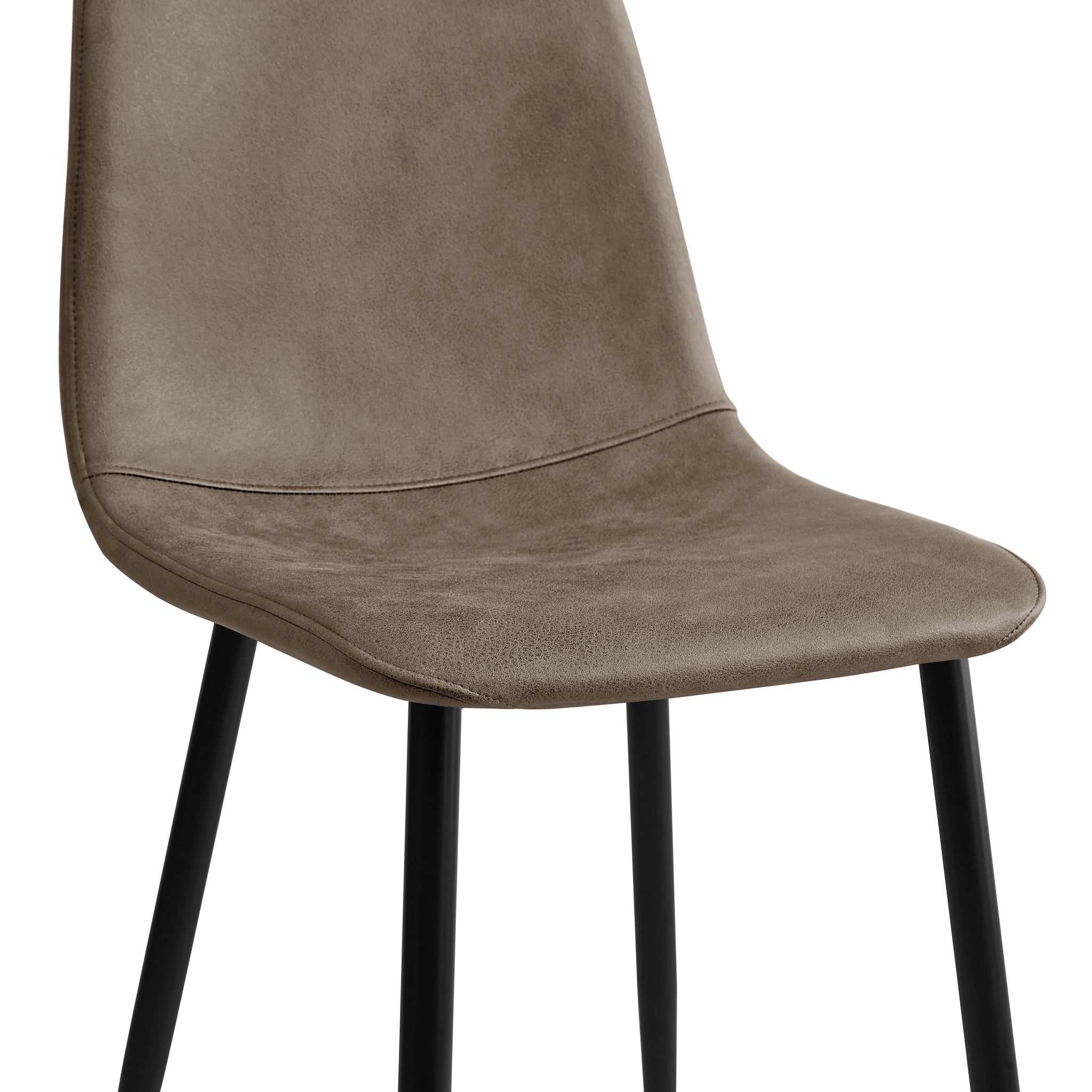 Homylin Mid-Century Tech Fabric Upholstered Kitchen Chairs (Set of 2) Armless Casual Decorative Chairs with Black Legs for Kitchen, Dining and Living Room, Dark Brown