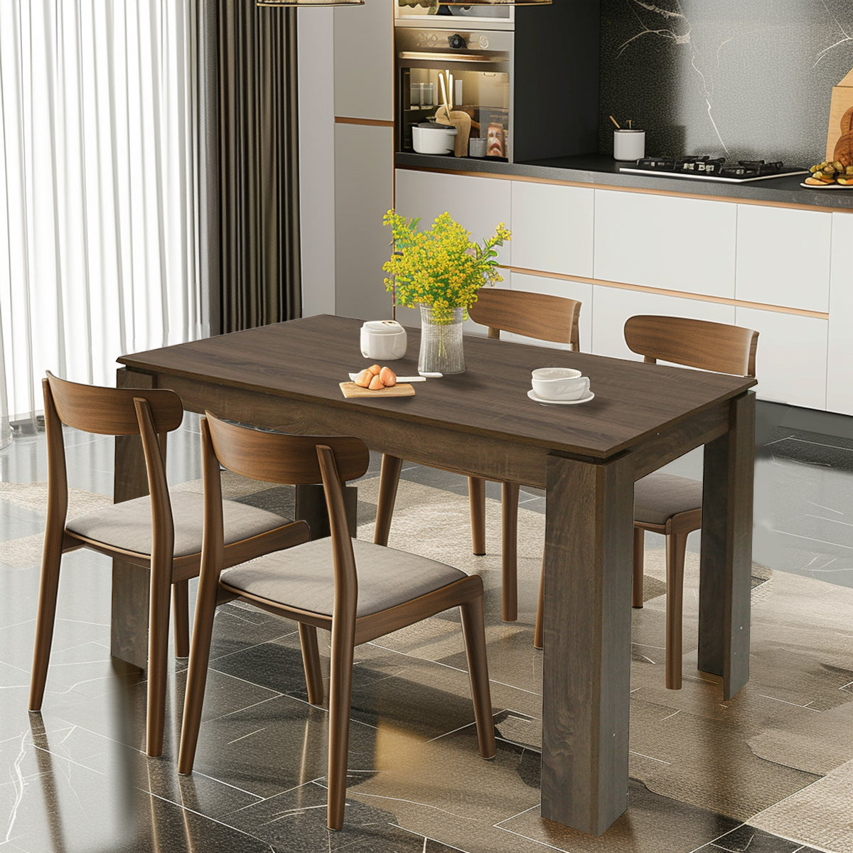 Homylin Dining Table for 4-6, 47.2-Inch Rectangular Kitchen Table Heavy Duty Industrial Wood Large Long Dining Room Table for Dining Living Room Conference, Brown