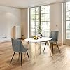 Homylin Dining Table Set 3 Pieces 1 Table and 2 Suede Chairs Minimalist White Kitchen Coffee Table Living Room Furniture Set Breakfast Set with 2 Suede Chairs, White Table and Gray Chairs