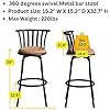 Homylin Bar Stools Set of 2, 29IN Country Style Industrial Counter Bar Chairs Swivel Barstools with Metal Back and Fabric Seat/Footrest for Dining Kitchen Bar, Brown