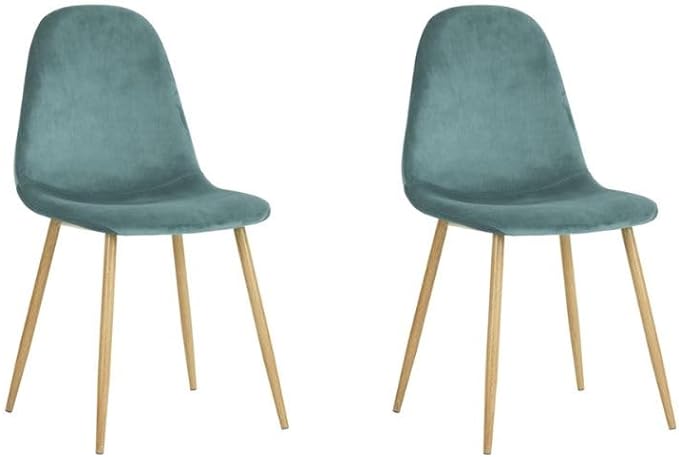 Homylin Velvet Dining Chairs Set of 2, Modern Mid-Century Style Dining Room Side Chairs Accent Chairs with Metal Legs Comfortable for Kitchen Lounge Farmhouse, Aqua, 2PCS