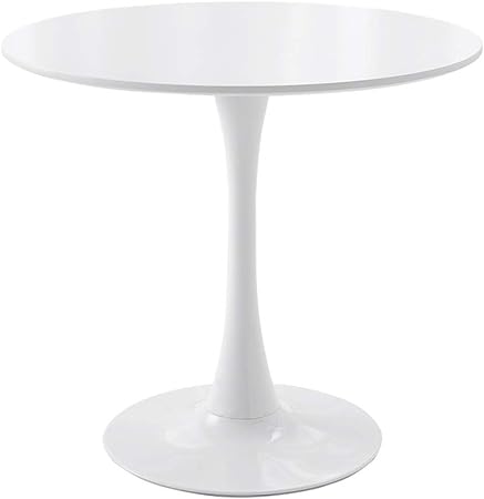 Homylin Round Dining Table, 80cm Tulip Dining Table Kitchen Dining Table 2-4 People with MDF Top and Pedestal Base, Mid-Century Side Table Coffee Table Office Table,White