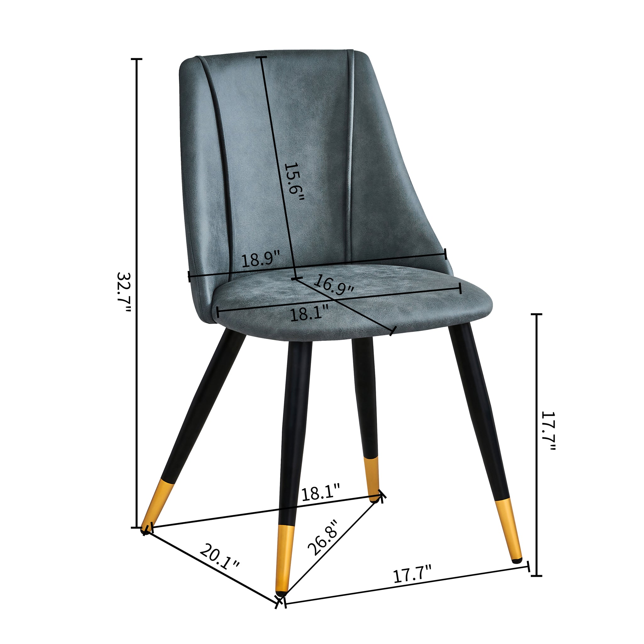 Homylin Dining Chairs Set of 2, Soft Suede Cushioned Modern Kitchen Chairs, Armless Lounge Chairs with Black and Gold Legs for Kitchens, Living and Dining Rooms, Dark Green.