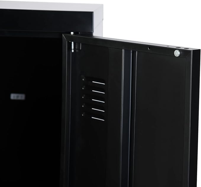 Homylin Commercial Metal File Organizer Home Office Metal Storage Cabinet, 1 Door 3 Shelves, Black