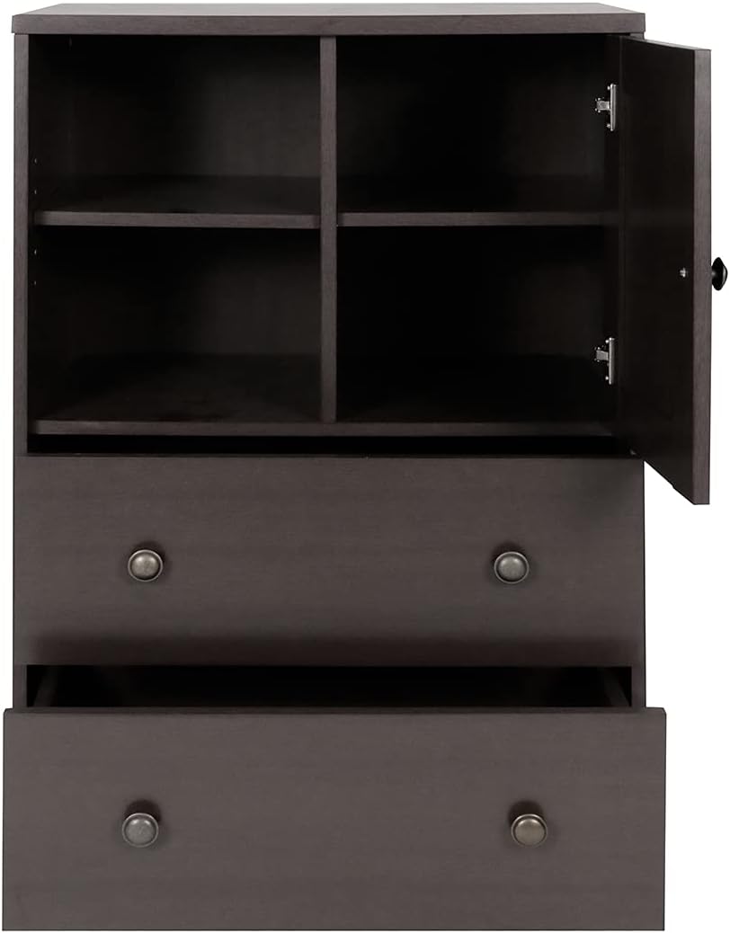 Homylin Storage Cabinet with 2 Drawers, Freestanding Bathroom Floor Cabinet Modern Storage Sideboard Organizer with Adjustable Shelf for Living Room Office Kitchen, Dark Brown