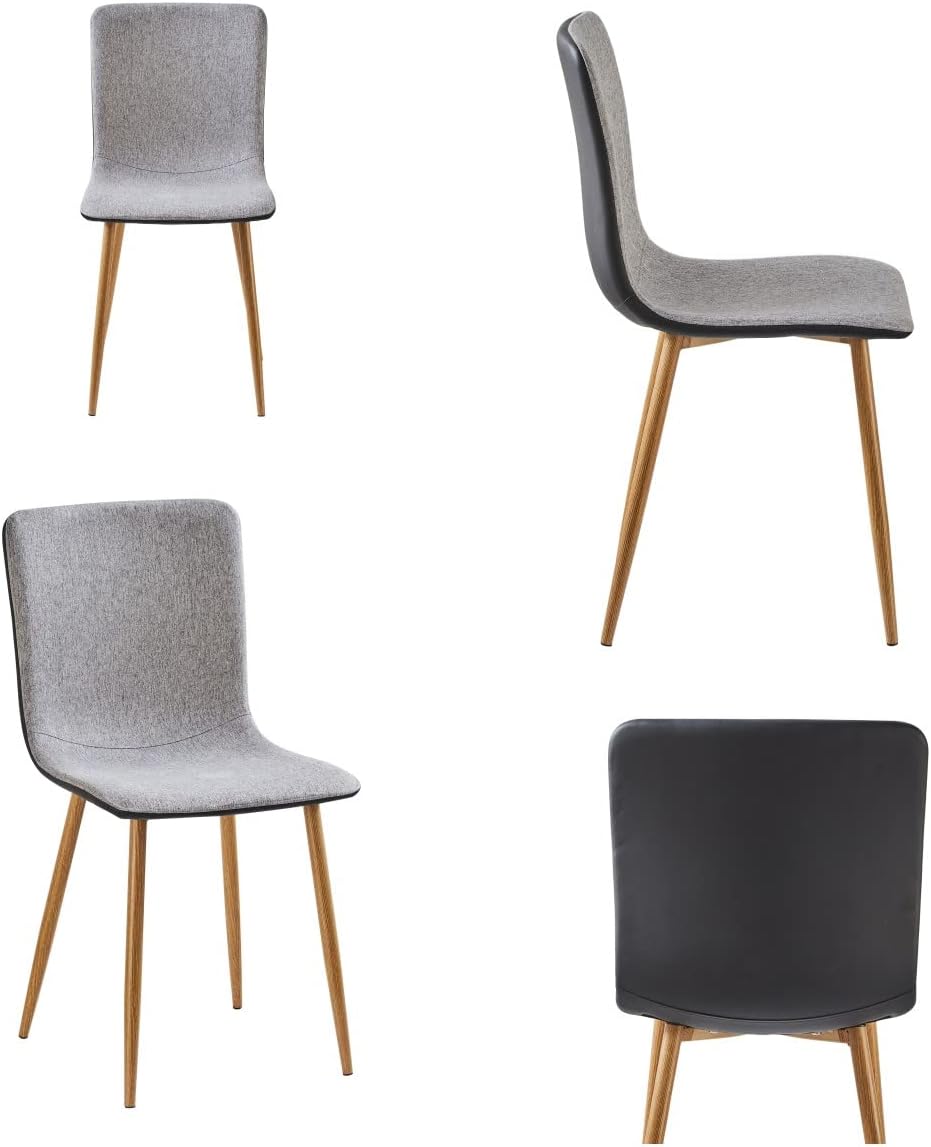 HOMYLIN Dining Chairs Set of 4 Scandinavian Modern Style Fabric Dining Chairs Kitchen Chair PU Accent Chair for Living Dining Room Club Guest Set of 4 Gray Black