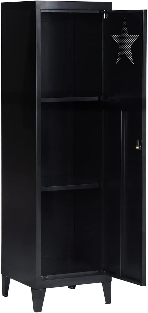 Homylin Commercial Metal File Organizer Home Office Metal Storage Cabinet, 1 Door 3 Shelves, Black