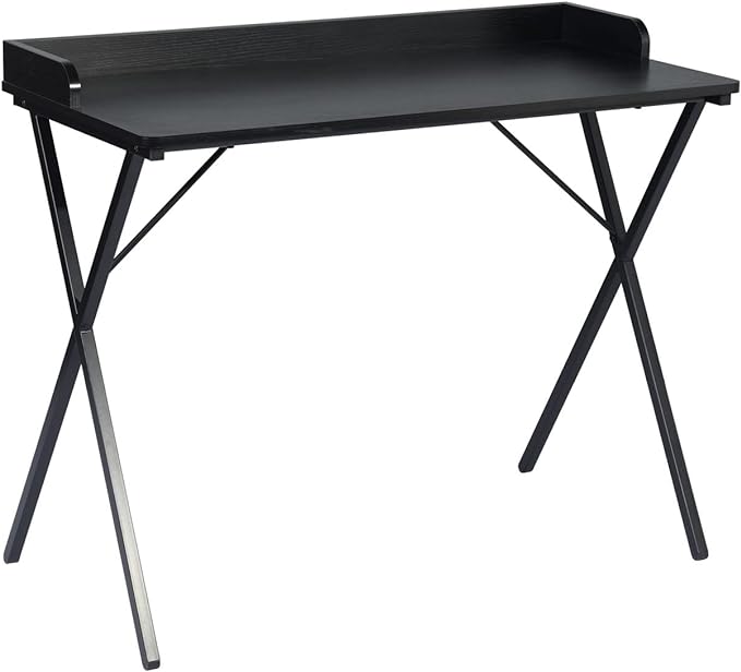 Homylin Computer Desk 39.4'' with Wooden Pegboard Industrial X-Shape Desktop Gaming PC Laptop Desk, Home Office Desk Workstation Study Table, Easy Assembly, Black