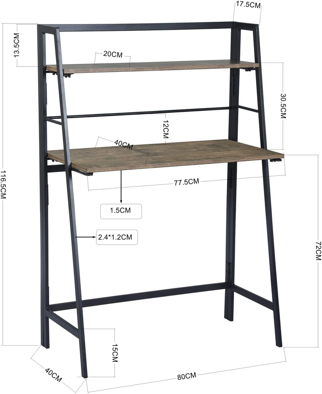 Homylin Computer Desk 39.4'' Inch Home Office Writing Desk Student Study Modern Wooden Desk Laptop Desk Sturdy Work PC Table (Brown, 39.4 x 19.7 x 50.2 inches)