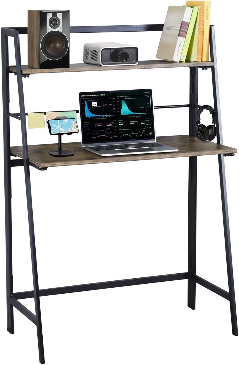 Homylin Computer Desk 39.4'' Inch Home Office Writing Desk Student Study Modern Wooden Desk Laptop Desk Sturdy Work PC Table (Brown, 39.4 x 19.7 x 50.2 inches)