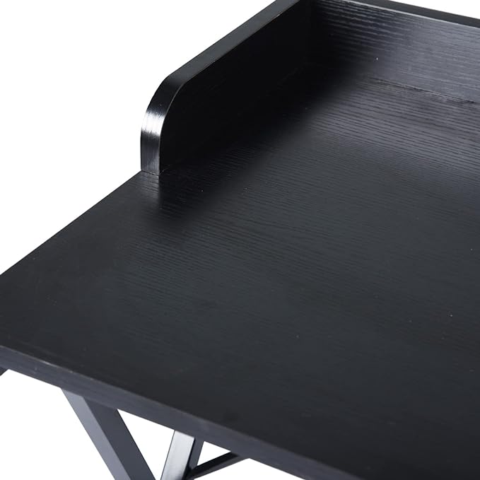 Homylin Computer Desk 39.4'' with Wooden Pegboard Industrial X-Shape Desktop Gaming PC Laptop Desk, Home Office Desk Workstation Study Table, Easy Assembly, Black