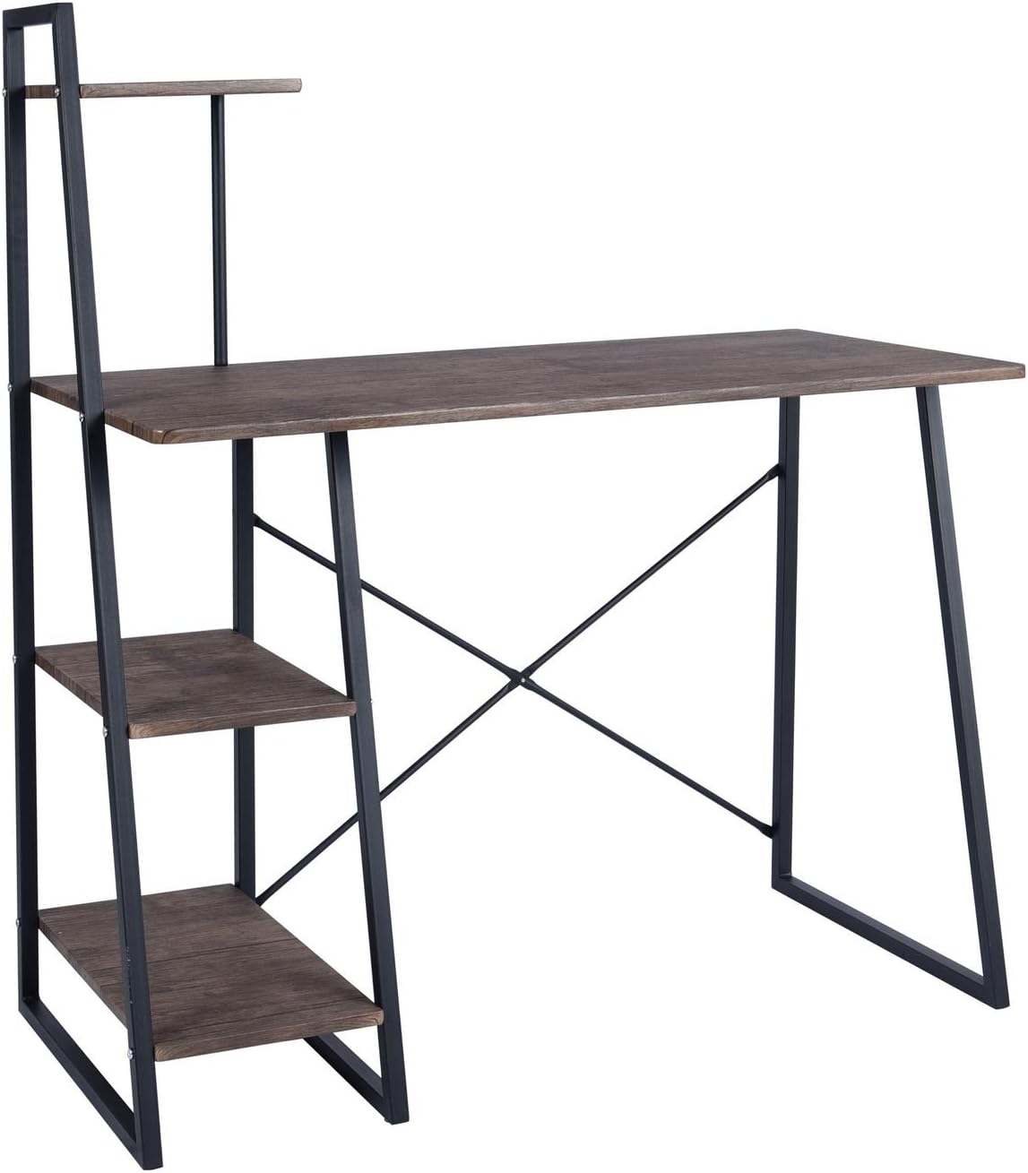 Homylin Computer Desk 39.4 inch Small Study Writing Table with Wooden Storage Shelves Morden Laptop Desks for Home Office Bedroom, Brown