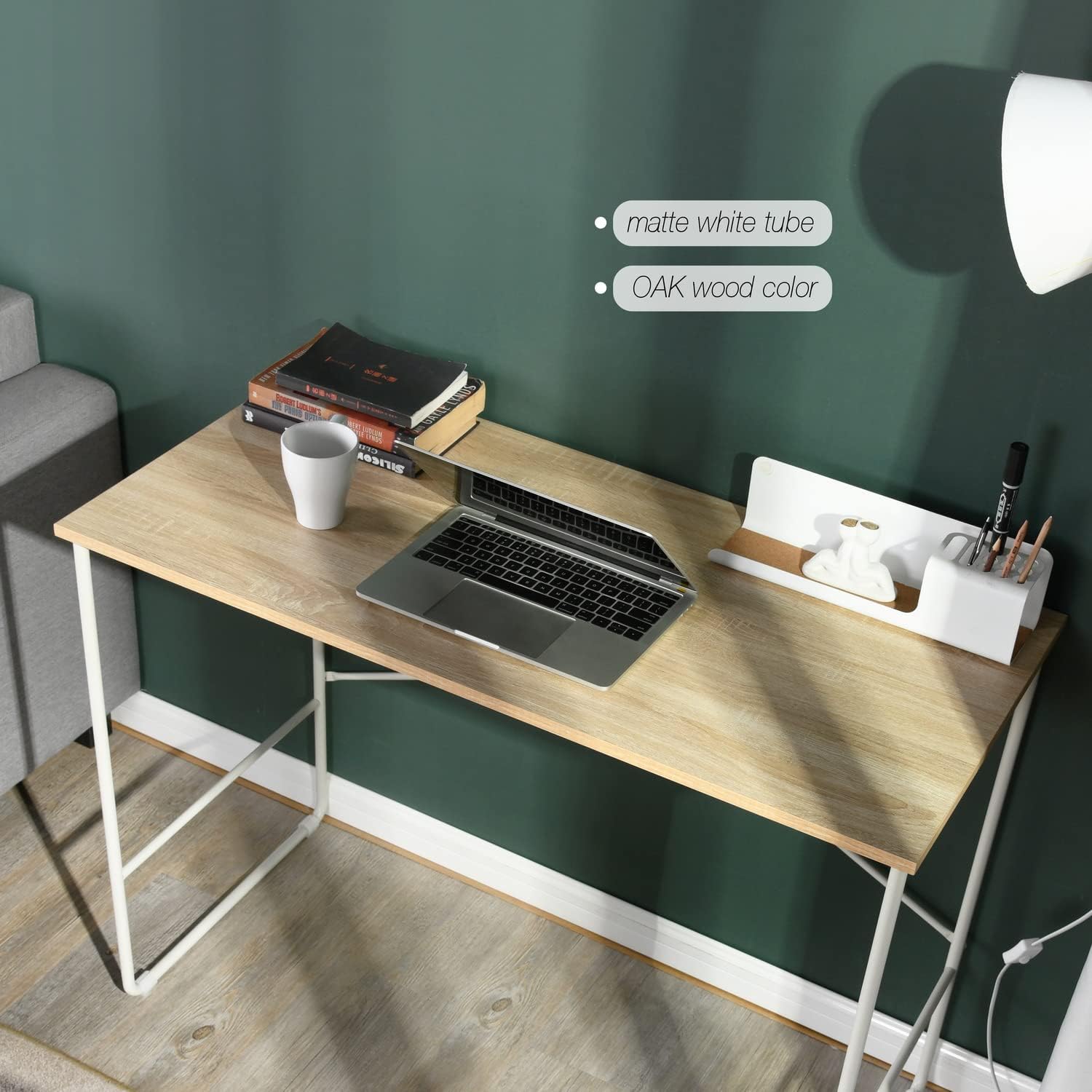 Homylin 40 Inch Writing Desk Simple Computer Table Small Size Stable Study Desk Laptop Table Notebook Desk for Home Office Console Table, Oak