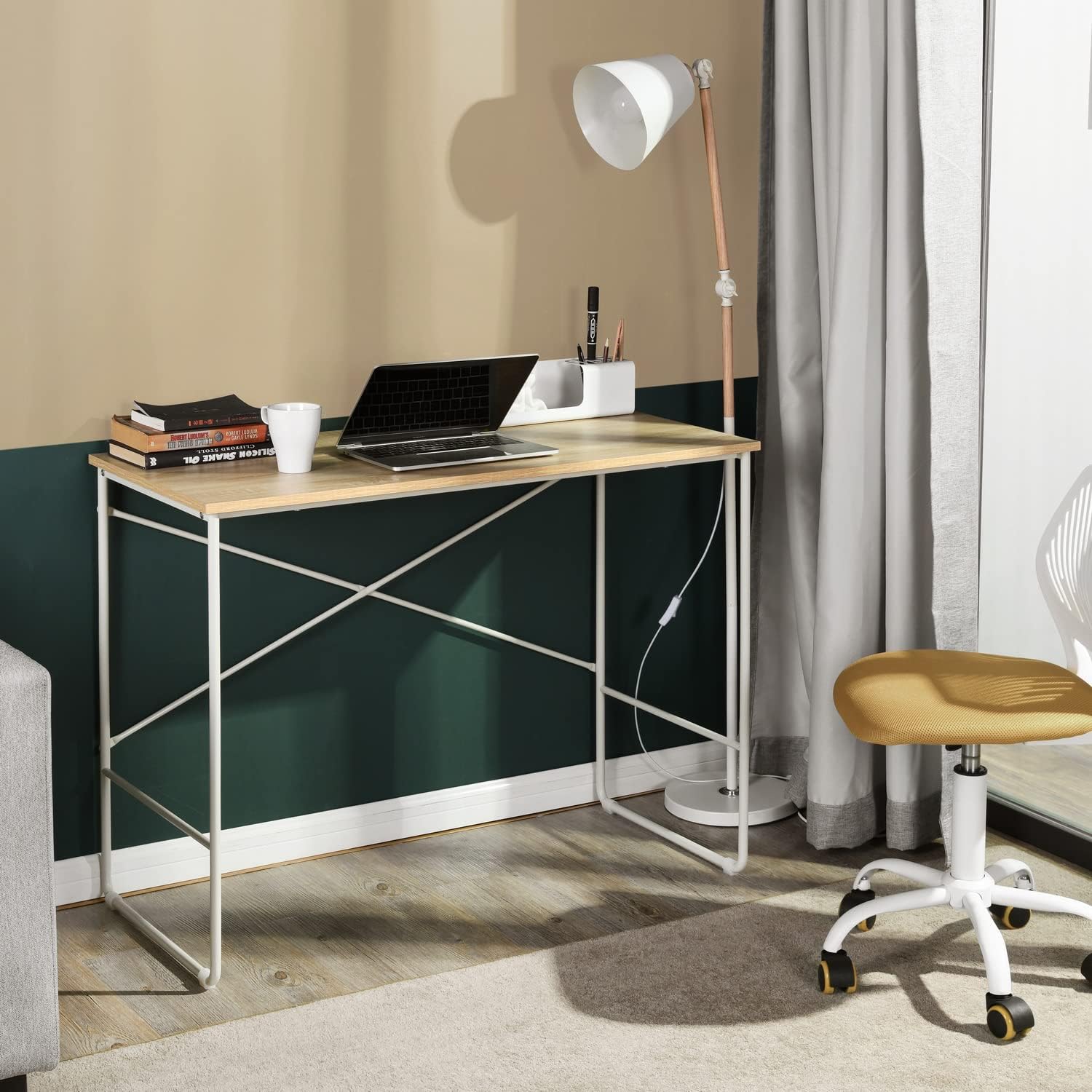Homylin 40 Inch Writing Desk Simple Computer Table Small Size Stable Study Desk Laptop Table Notebook Desk for Home Office Console Table, Oak