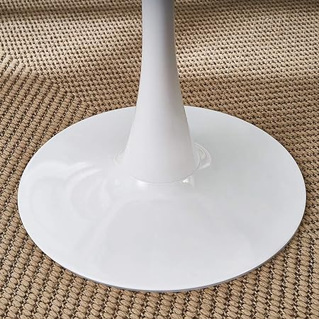 Homylin Round Dining Table, 80cm Tulip Dining Table Kitchen Dining Table 2-4 People with MDF Top and Pedestal Base, Mid-Century Side Table Coffee Table Office Table,White