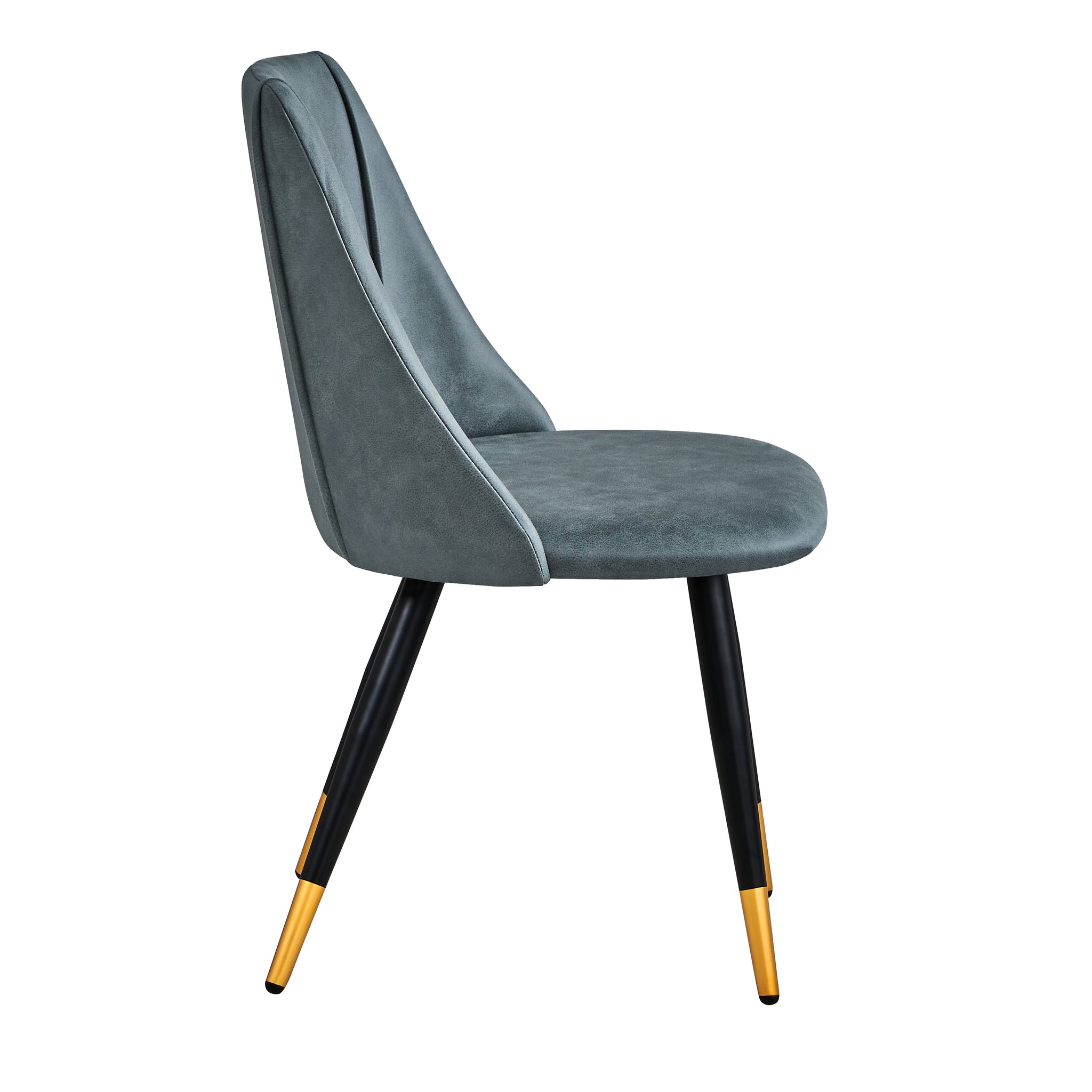 Homylin Dining Chairs Set of 2, Soft Suede Cushioned Modern Kitchen Chairs, Armless Lounge Chairs with Black and Gold Legs for Kitchens, Living and Dining Rooms, Dark Green.