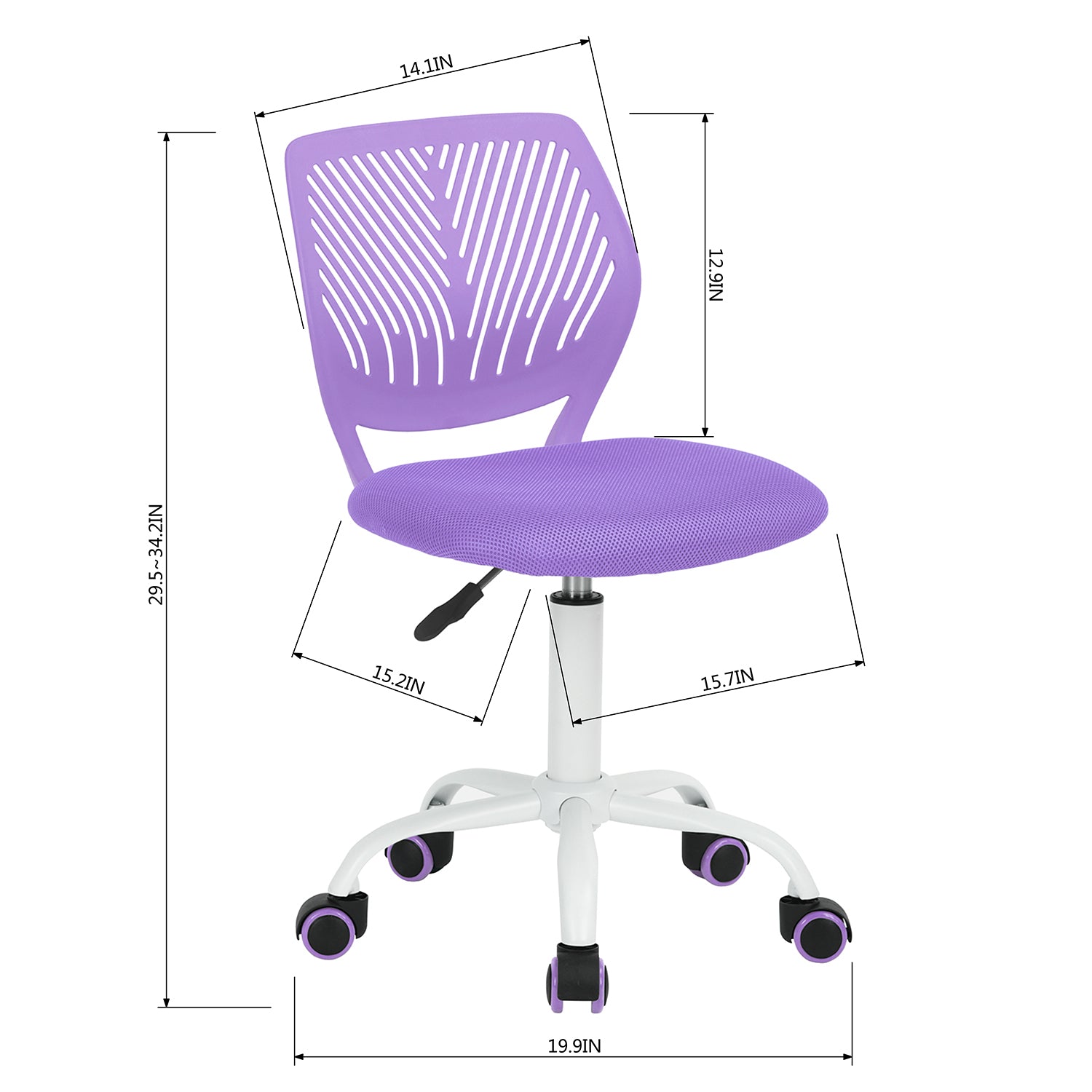 Homylin Desk Chair for Teens and Kids with Adjustable Seat with Wheels, Learning Chair the Mission Swivel with 360° Ergonomic Chair for Home Office, Study Room，Purple