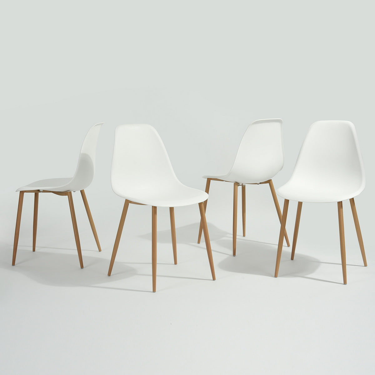 Homylin Dining Chair, Mid Century Modern Style PP leisure Chairs Accent Side Chairs for Kitchen, Dining Room, Living Room, Bedroom, Office Side Chairs, White
