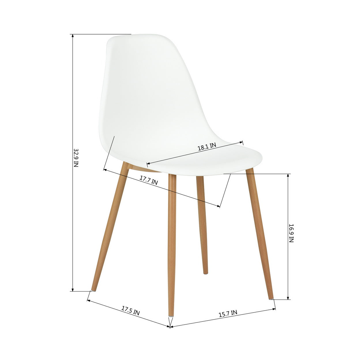 Homylin Dining Chair, Mid Century Modern Style PP leisure Chairs Accent Side Chairs for Kitchen, Dining Room, Living Room, Bedroom, Office Side Chairs, White