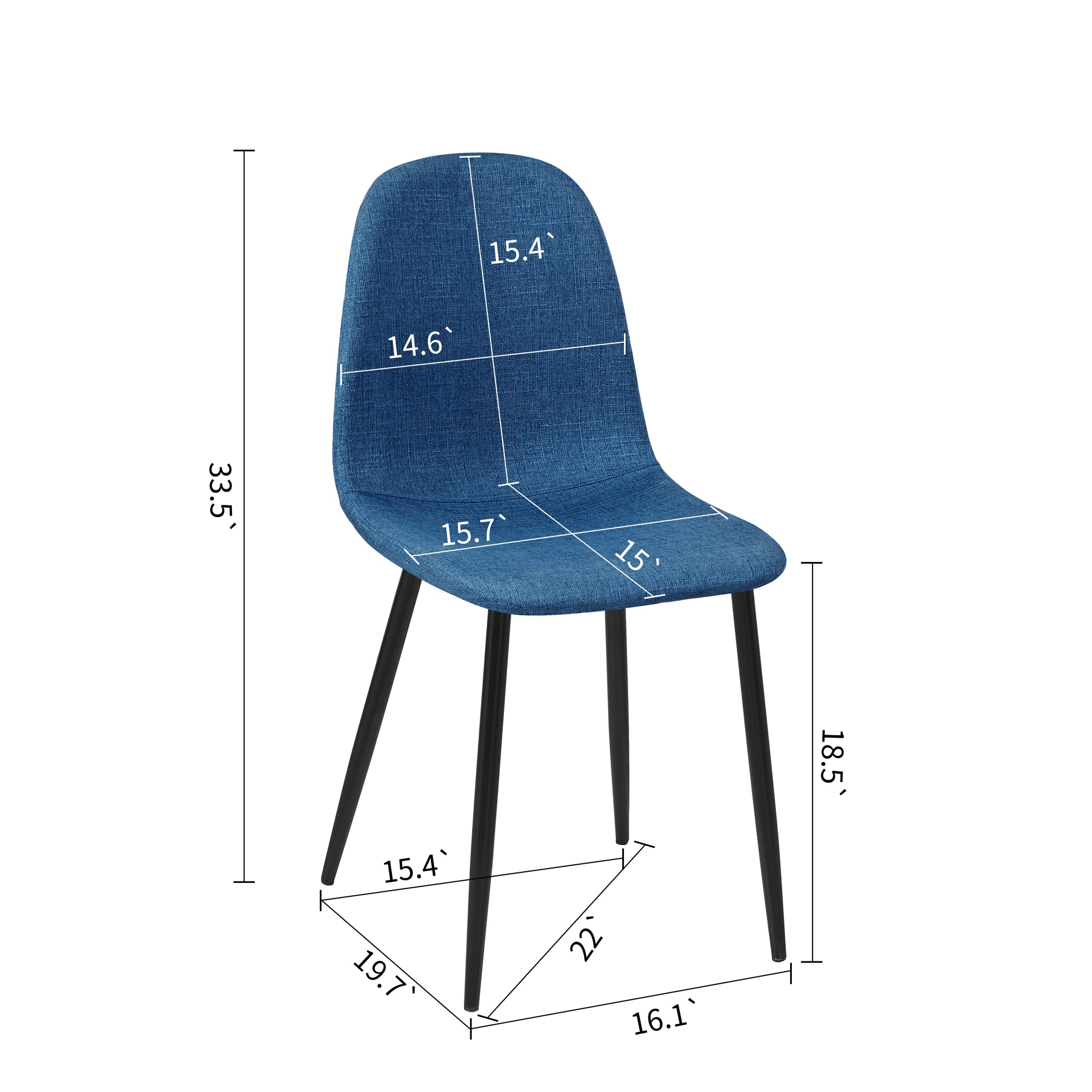 Homylin Dining Chairs Set of 4, Mid Century Modern Style Soft Fabric Chairs Accent Side Chairs for Kitchen, Dining Room, Living Room, Bedroom, Office Side Chairs, Blue