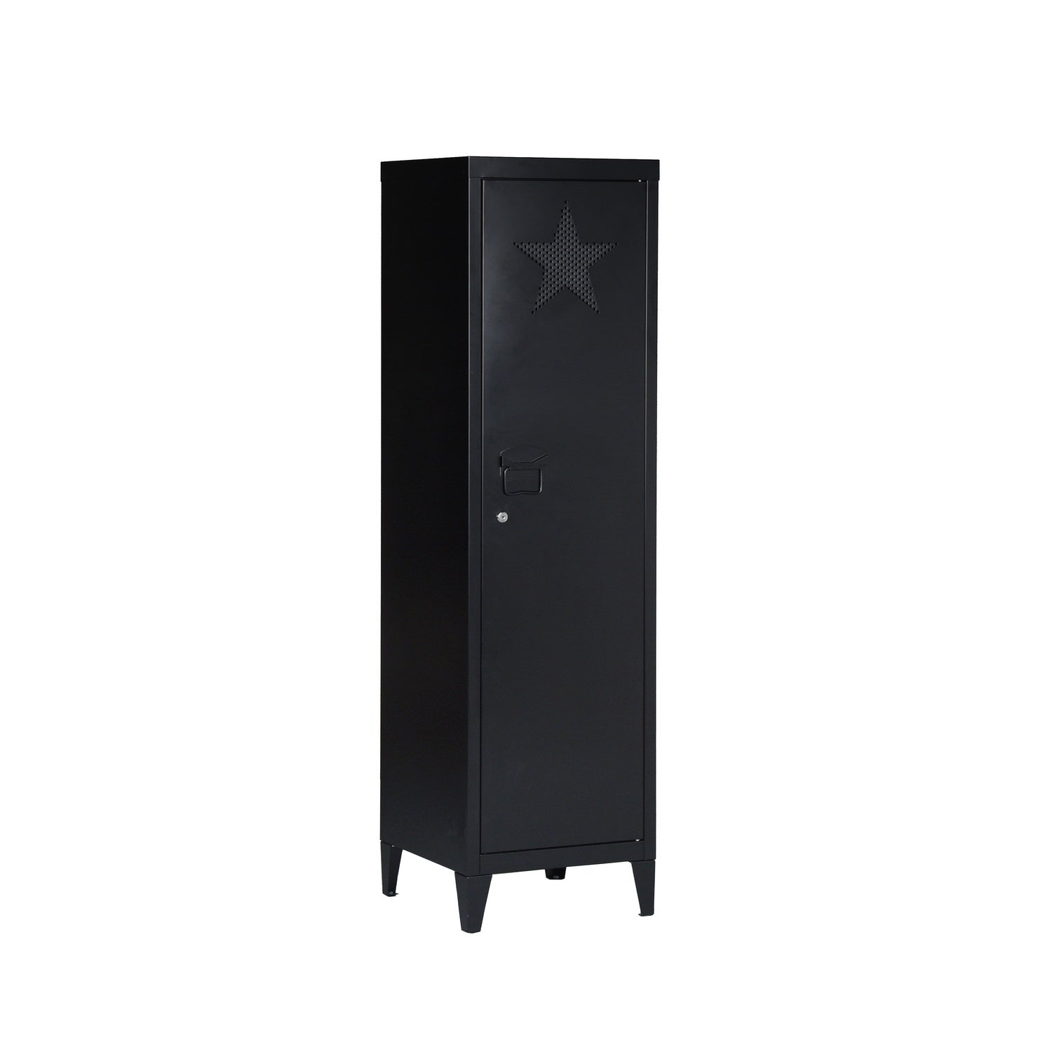 Homylin Cabinet Shelves Office Storage Office Bookcase Metal File Organizer Commercial Home Office Metal Storage Cabinet, 1 Door 3 Shelves, Black Stars