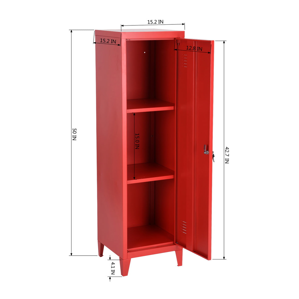 Homylin Commercial Metal File Organizer Home Office Metal Storage Cabinet, 1 Door 3 Shelf, Red