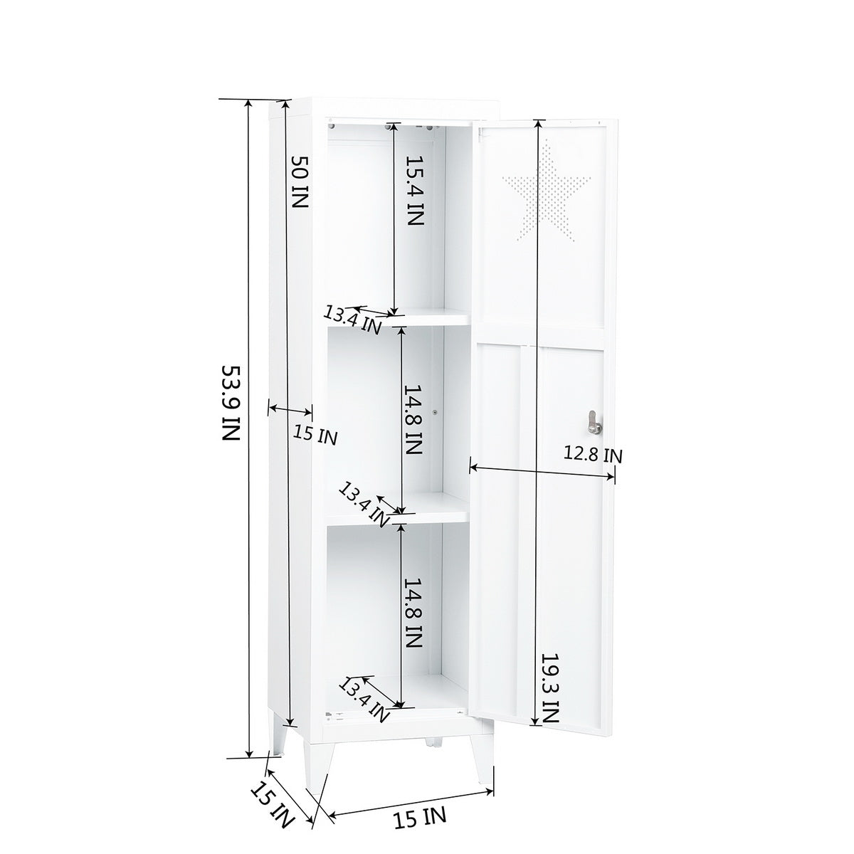 Homylin Commercial Metal File Organizer Home Office Metal Storage Cabinet, 1 Door 3 Shelves, White StarsHOMYLIN Commercial Metal File Organizer Home Office Metal Storage Cabinet, 1 Door 3 Shelves, White Stars