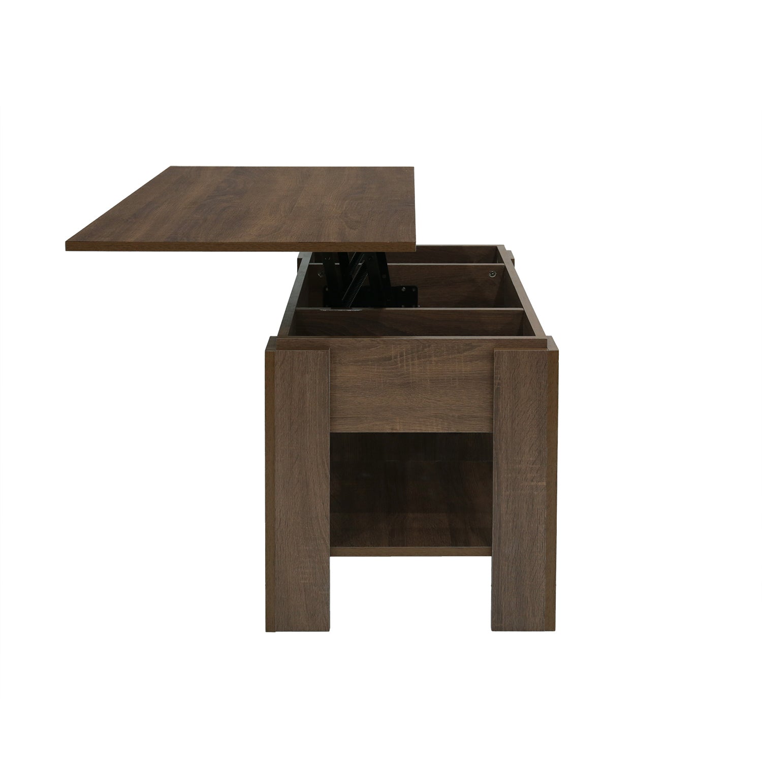 Homylin Lift Top Coffee Table, Wooden End Table with Large Storage Shelf, Pop Up Dining Table for Home Living Table, Brown