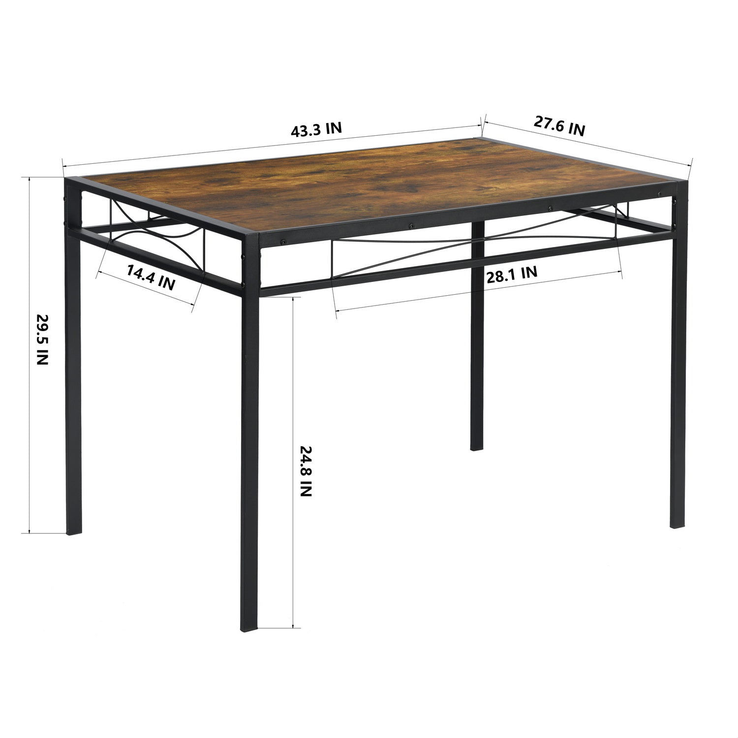 Homylin Dining Table for 4, Retro Style Industrial Minimalist Design For Dining Room Kitchen Condominiums Party Cafe Small  Space 43.3 x 27.6 x 29.5 IN Brown