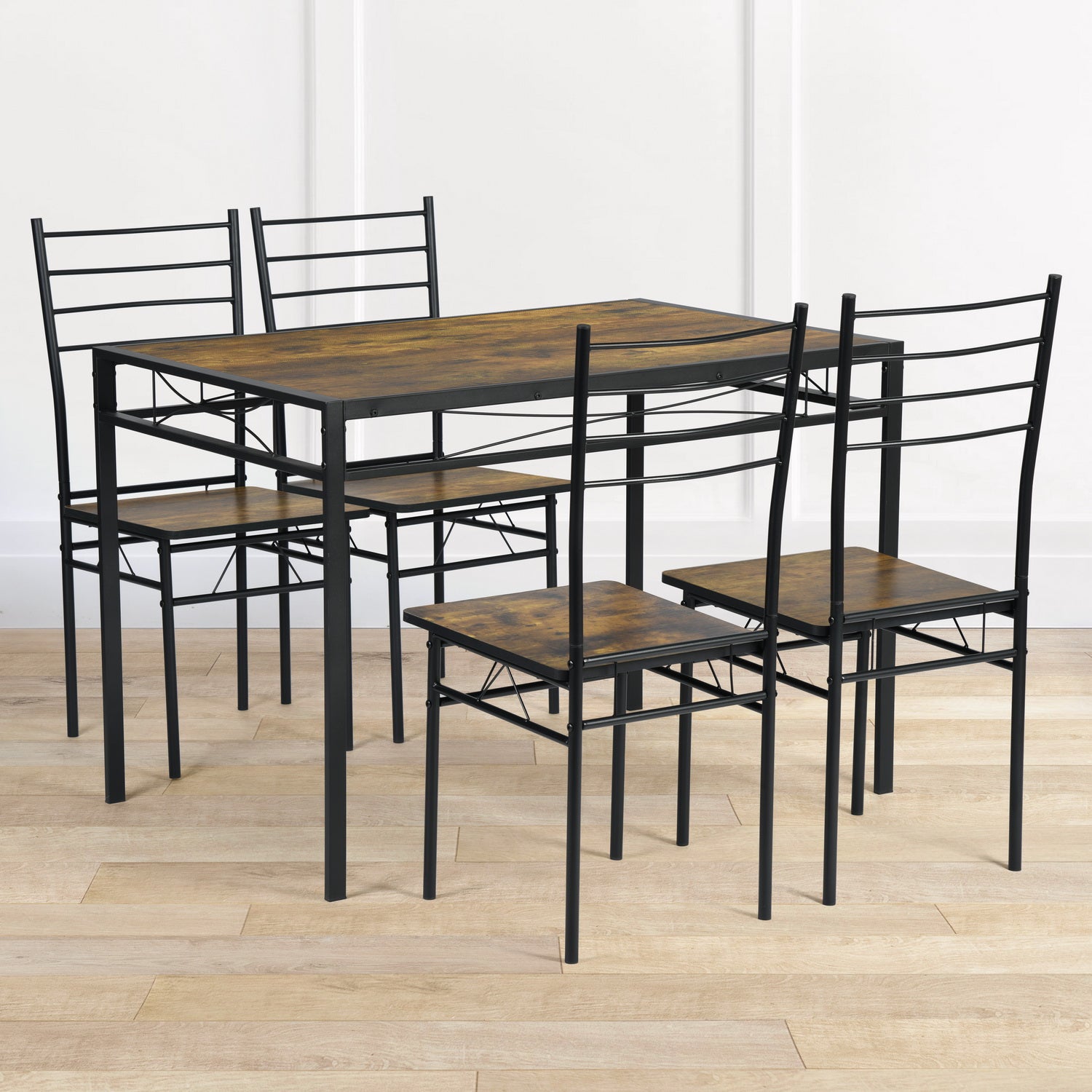 Homylin Dining Table for 4, Retro Style Industrial Minimalist Design For Dining Room Kitchen Condominiums Party Cafe Small  Space 43.3 x 27.6 x 29.5 IN Brown
