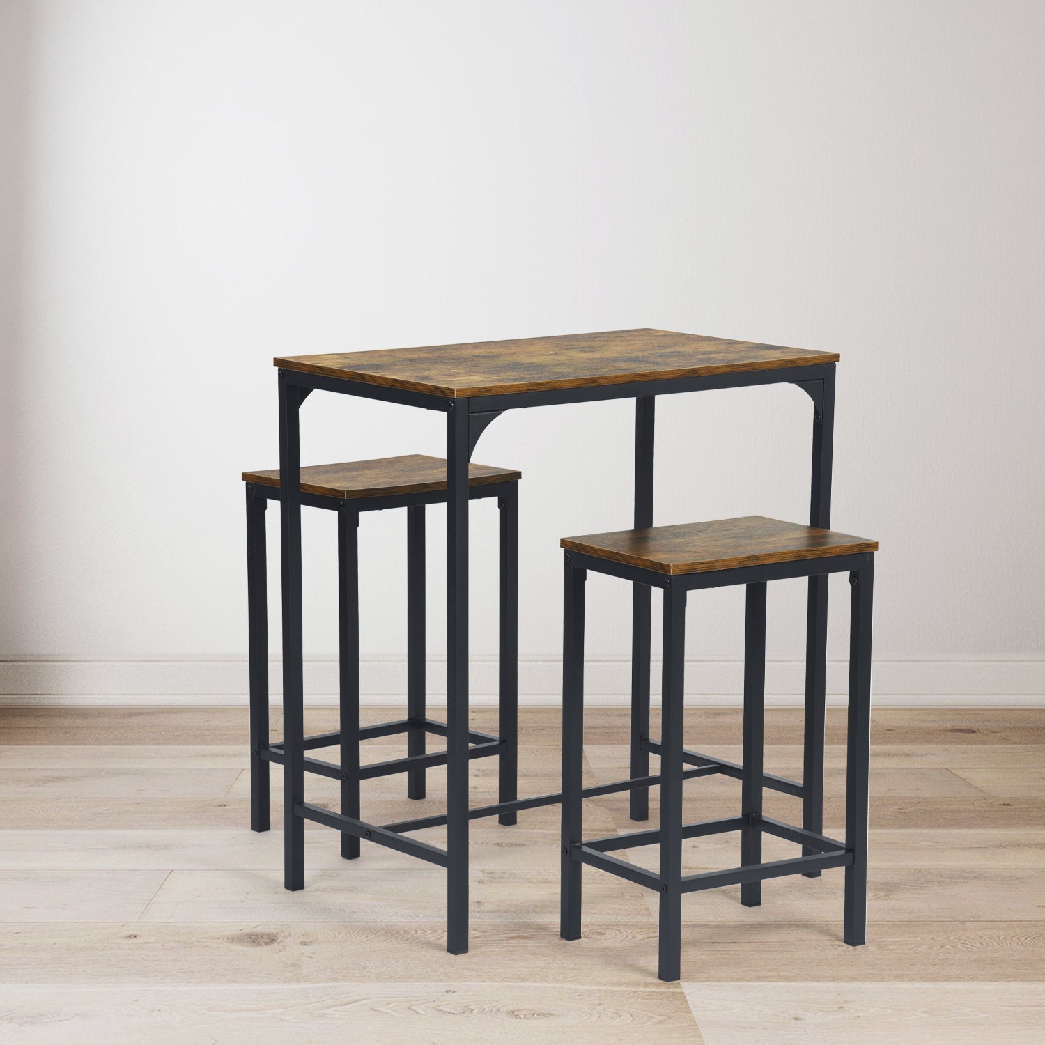 Homylin Bar Dining Table 3 Piece Set, Bar Benches and Bar Table Bar Set Bar Table and 2 Chairs, Industrial Style Bar Set for Living Room, Kitchen and Bar. Vintage