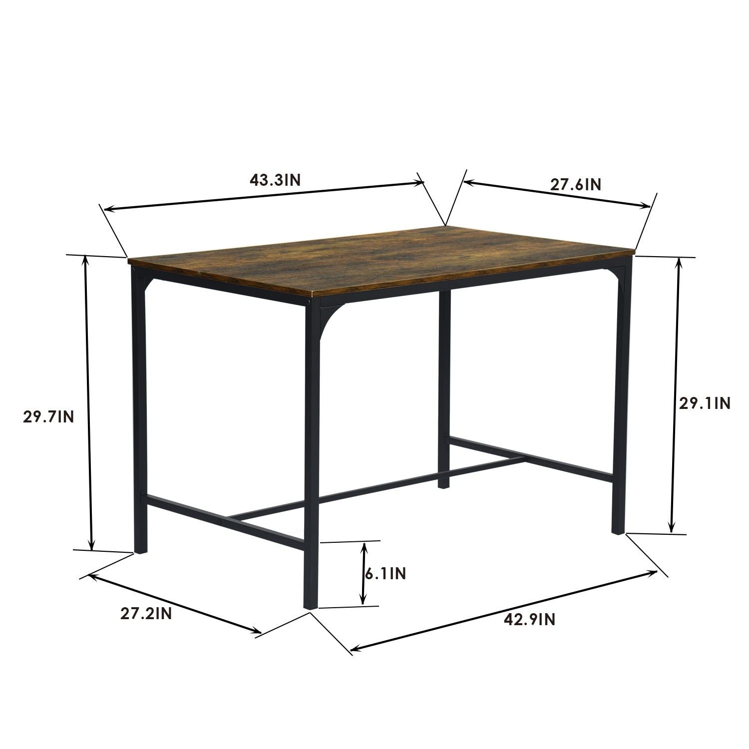 Homylin Dining Table and Bench 3 Piece Set, Dining Table with 2 Bench Retro Design Set of Table and Chairs for 4 People, Set of Table and 2 Bench for Dining Room, Kitchen Cafe. Vintage