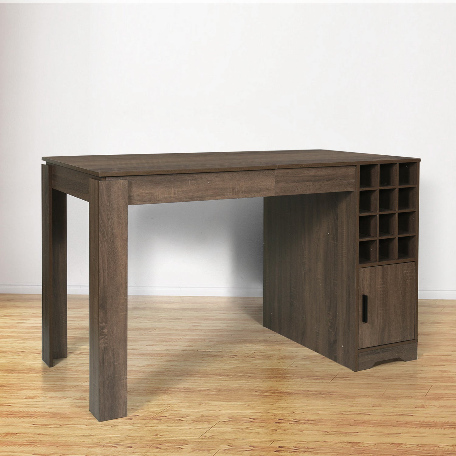 Homylin Bar Table Counter Height Dining Table Counter Table with Storage Shelves, Sturdy Kitchen Table for Dining Living Room Bistro, Brown