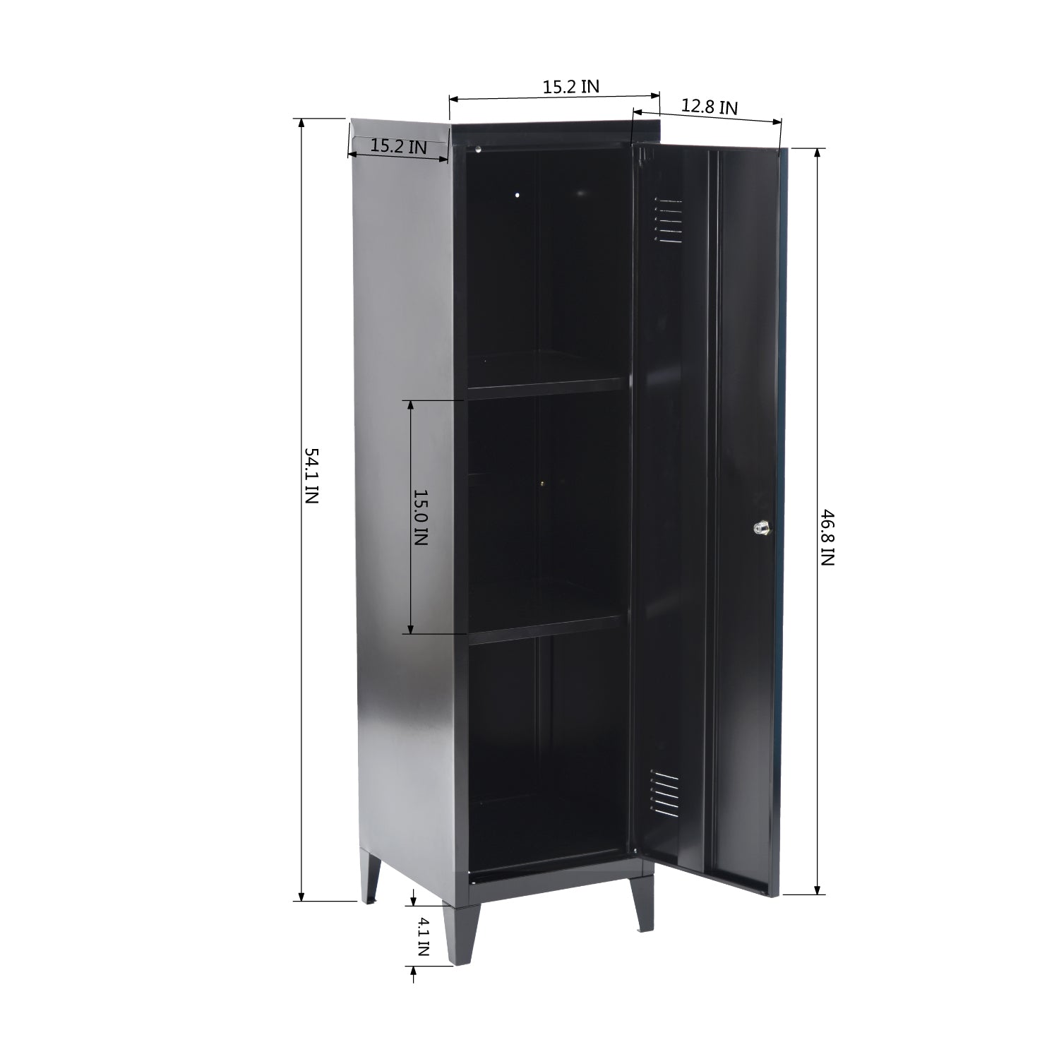 Homylin Commercial Metal File Organizer Home Office Metal Storage Cabinet, 1 Door 3 Shelves, Black