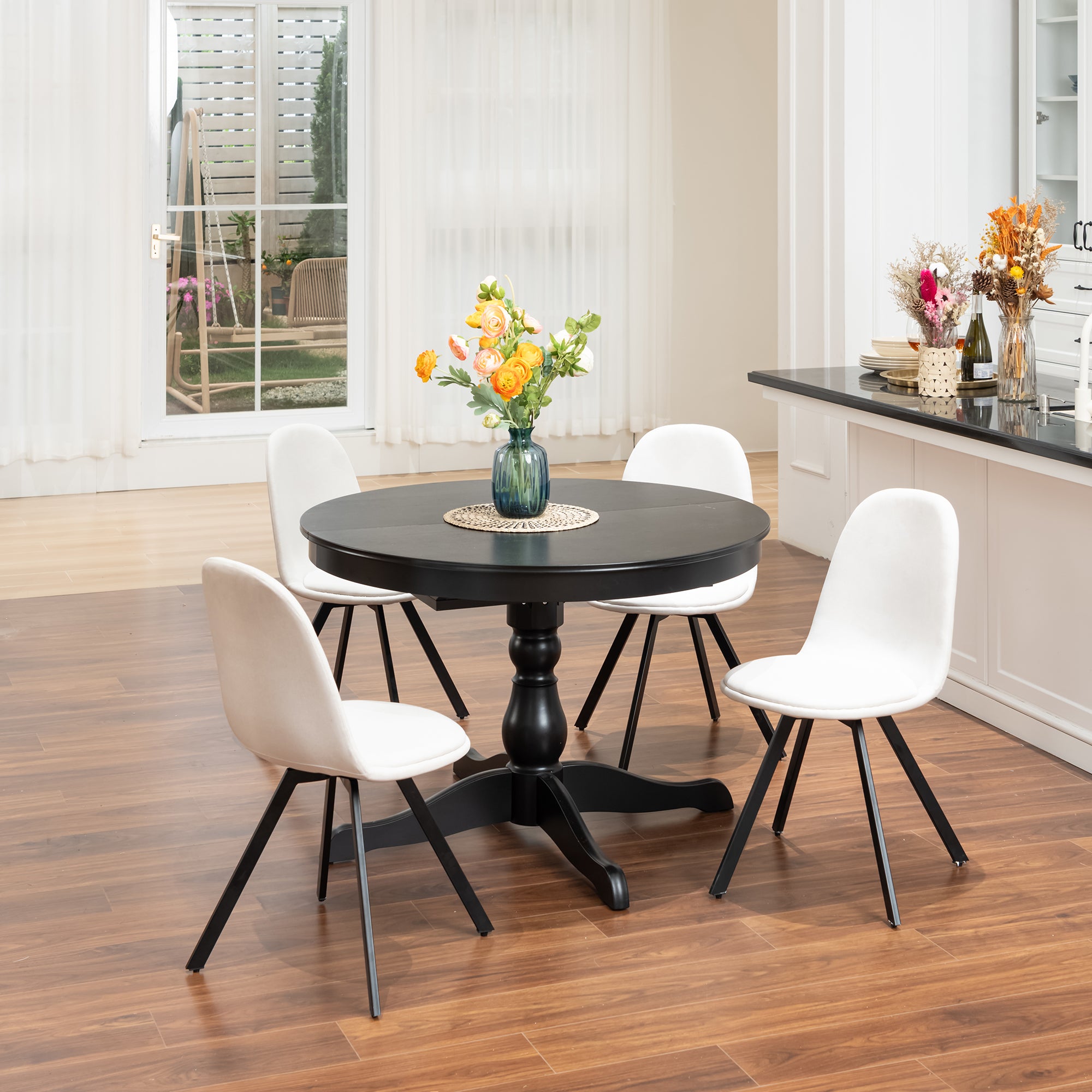 Homylin Dining Chairs set of 4, Stylish Swivel Kitchen Chairs with Comfortable Upholstered Seat for Home Kitchen Dining Room Reception Meeting Room, Beige