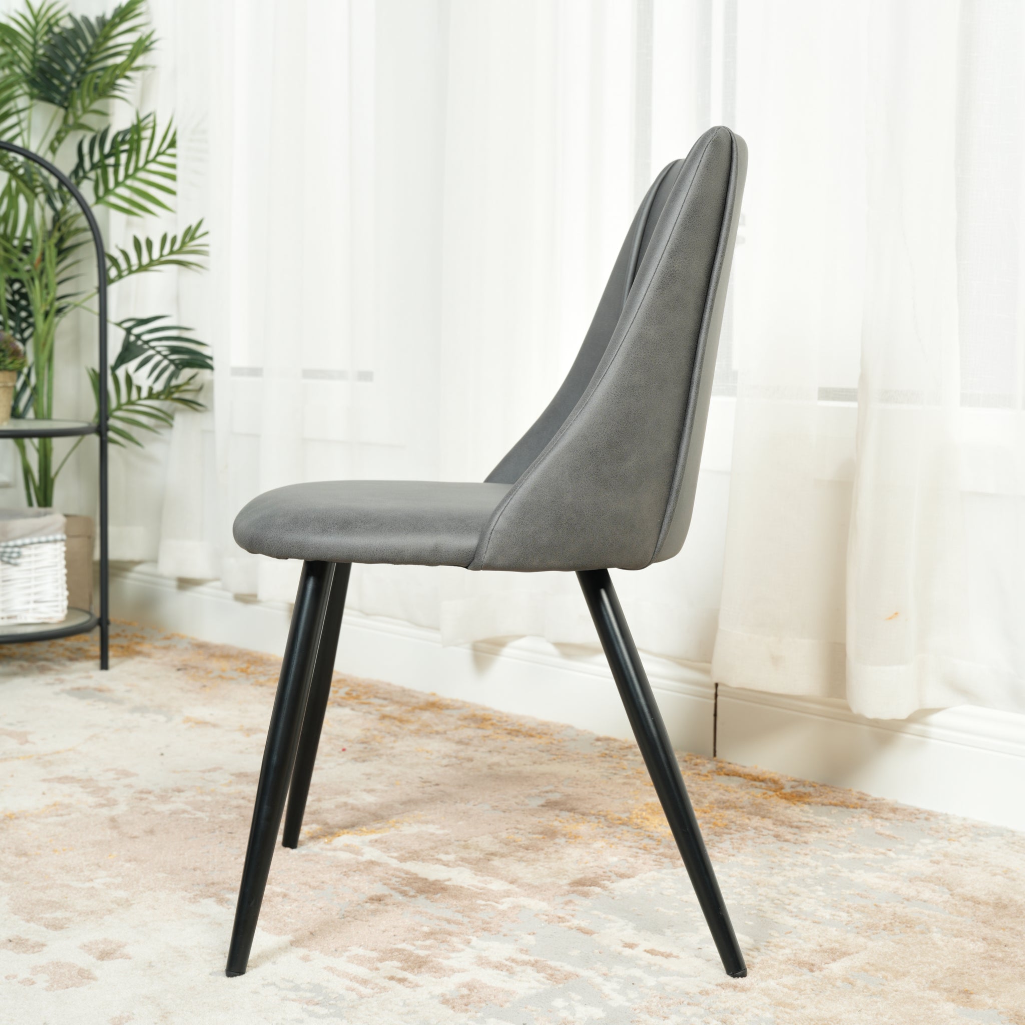 Homylin Dining Chairs Set of 2, Soft Suede Cushioned Modern Kitchen Chairs, Armless Lounge Chairs with Black and Gold Legs for Kitchens, Living Rooms and Dining Rooms, Dark Gray