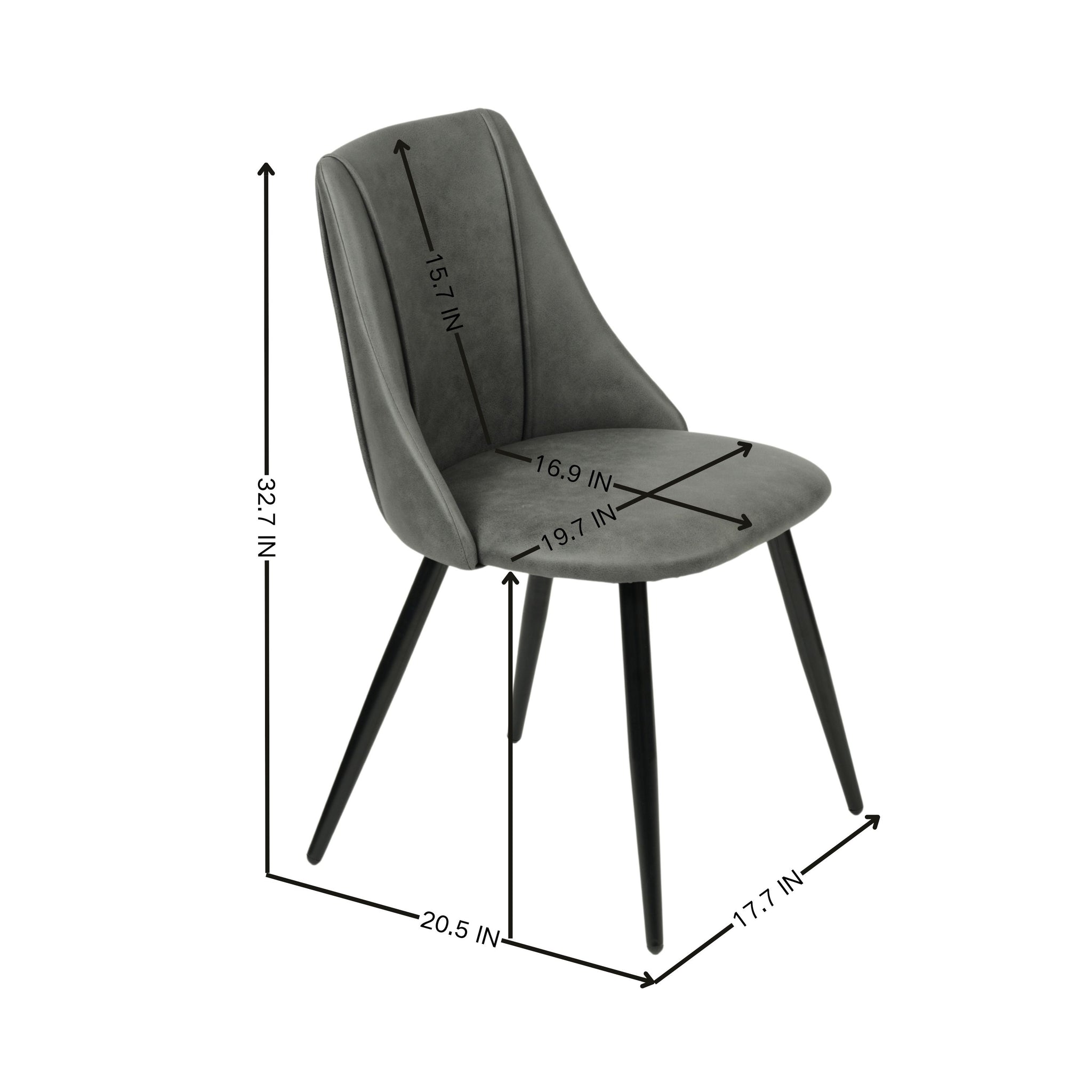Homylin Dining Chairs Set of 2, Soft Suede Cushioned Modern Kitchen Chairs, Armless Lounge Chairs with Black and Gold Legs for Kitchens, Living Rooms and Dining Rooms, Dark Gray