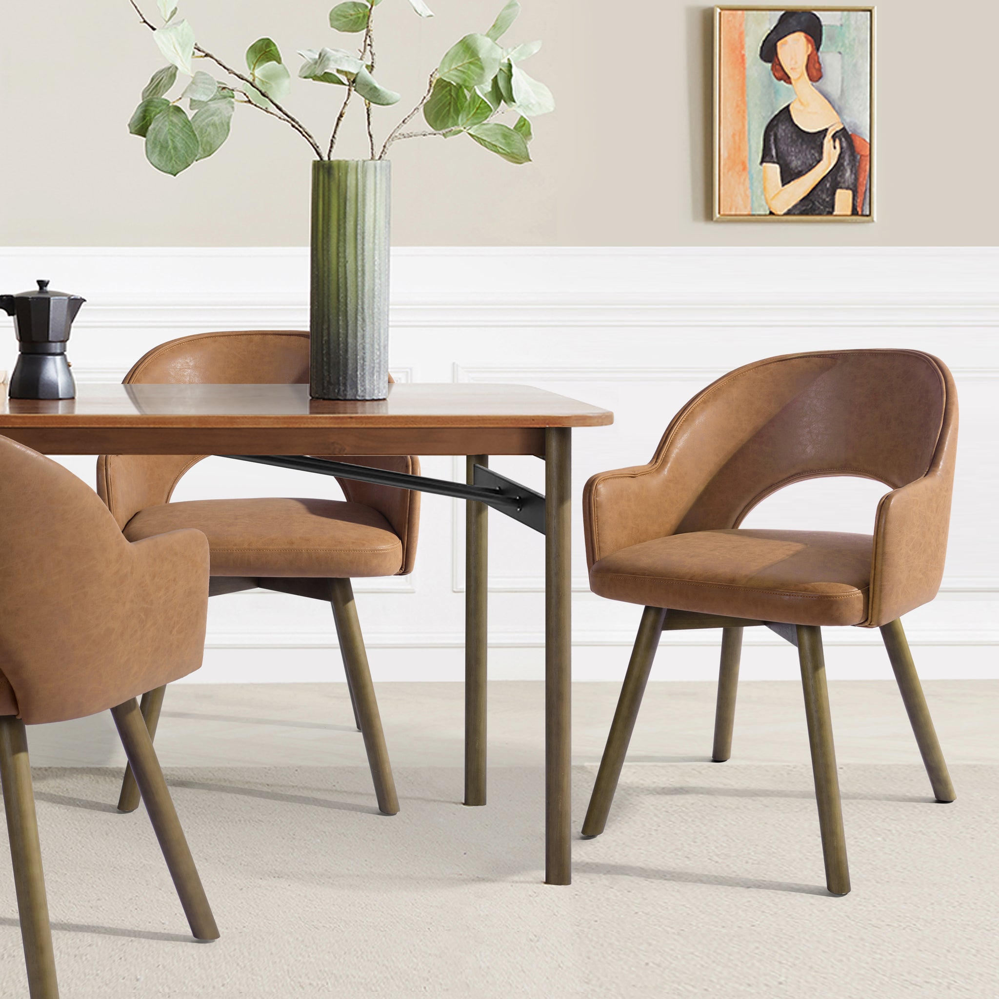 Homylin With A Mid-century Modern Wide Seat Fabrics Brown Dining Chair