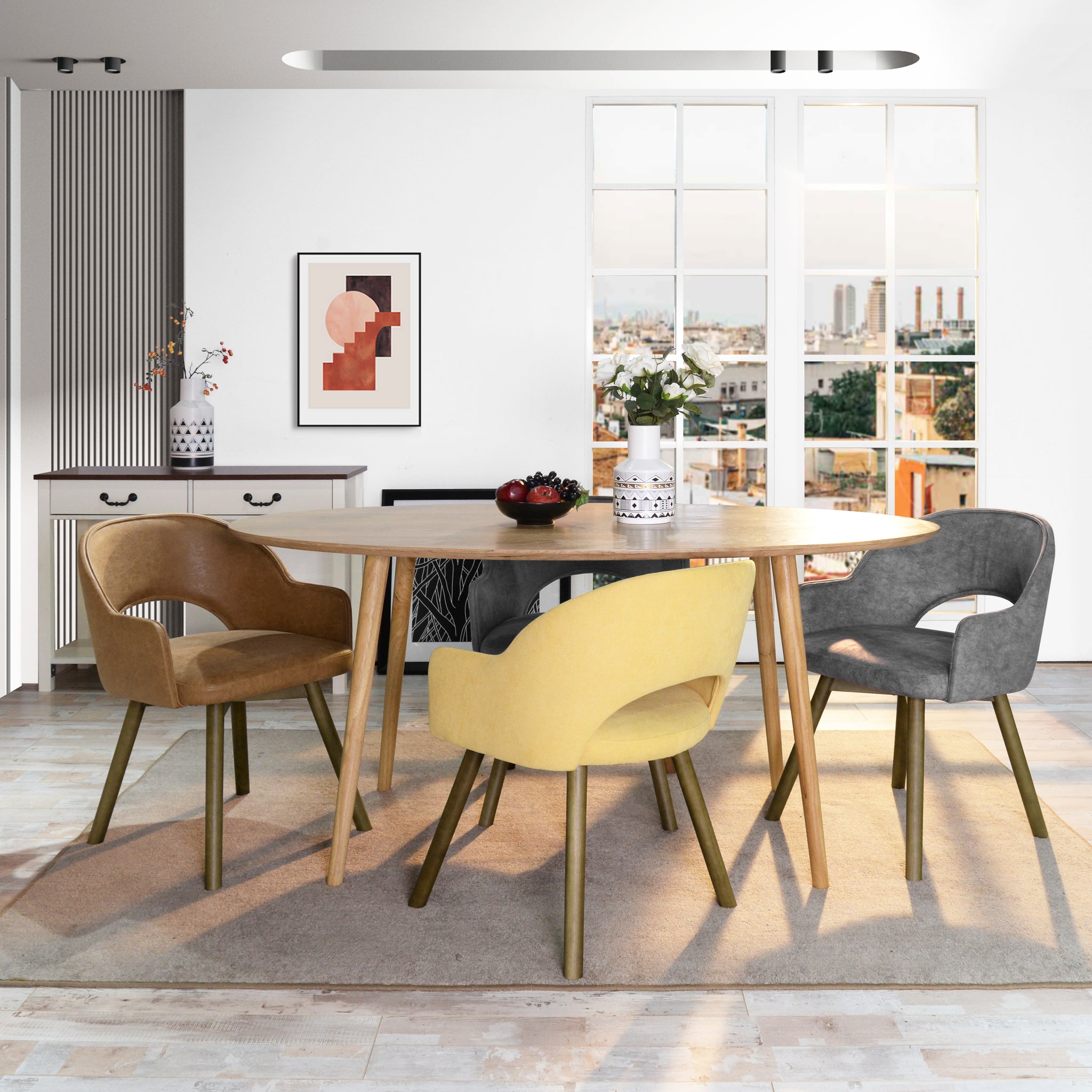 Homylin With A Mid-century Modern Wide Seat Fabrics Brown Dining Chair
