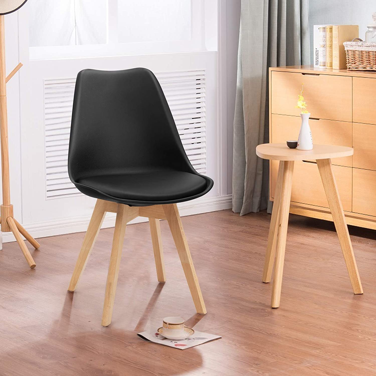 Juego de 4 sillas de comedor tapizadas Homylin PU en negro