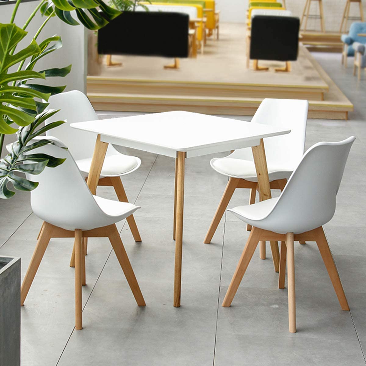 Juego de 4 sillas de comedor tapizadas Homylin Sillas auxiliares de PU en blanco