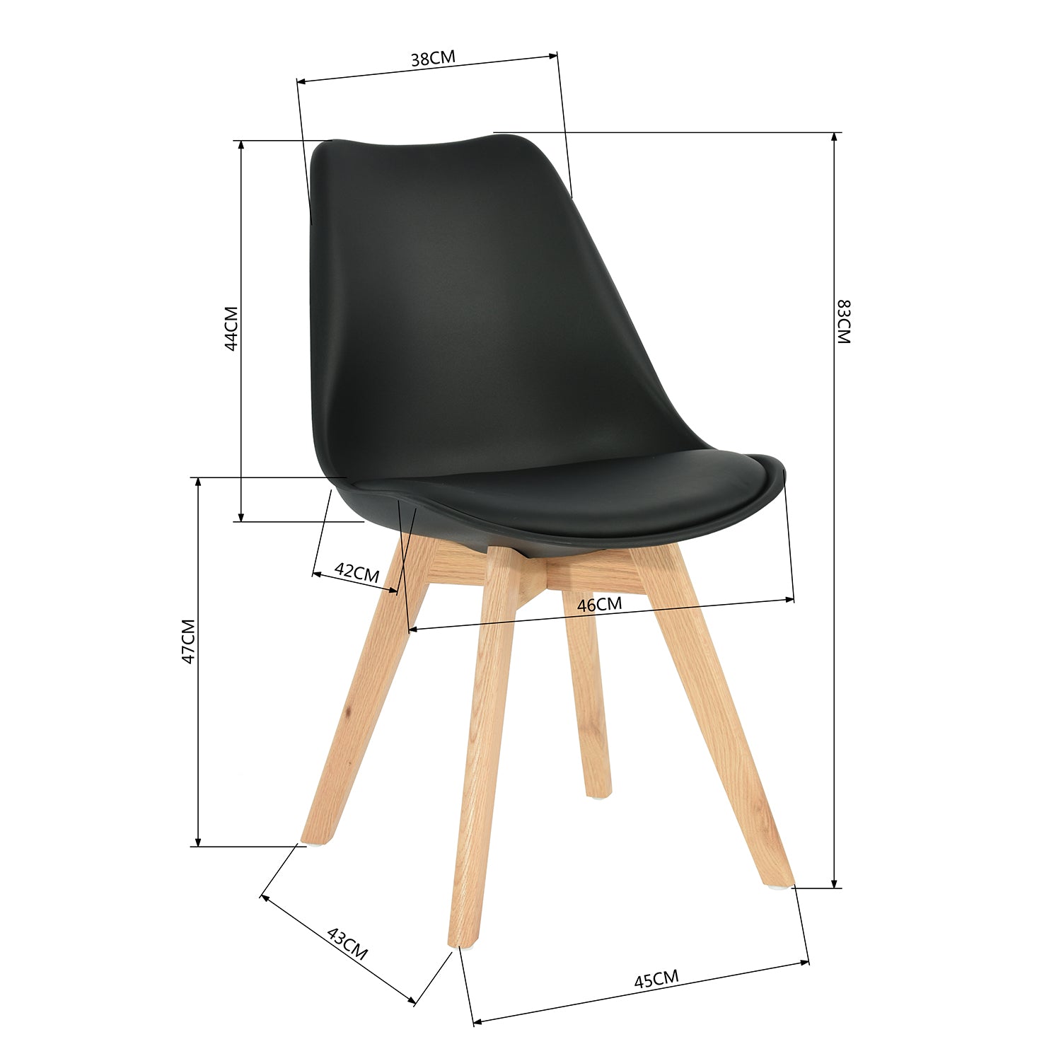 Sedie da pranzo imbottite Homylin Set di 4 sedie laterali in PU in nero