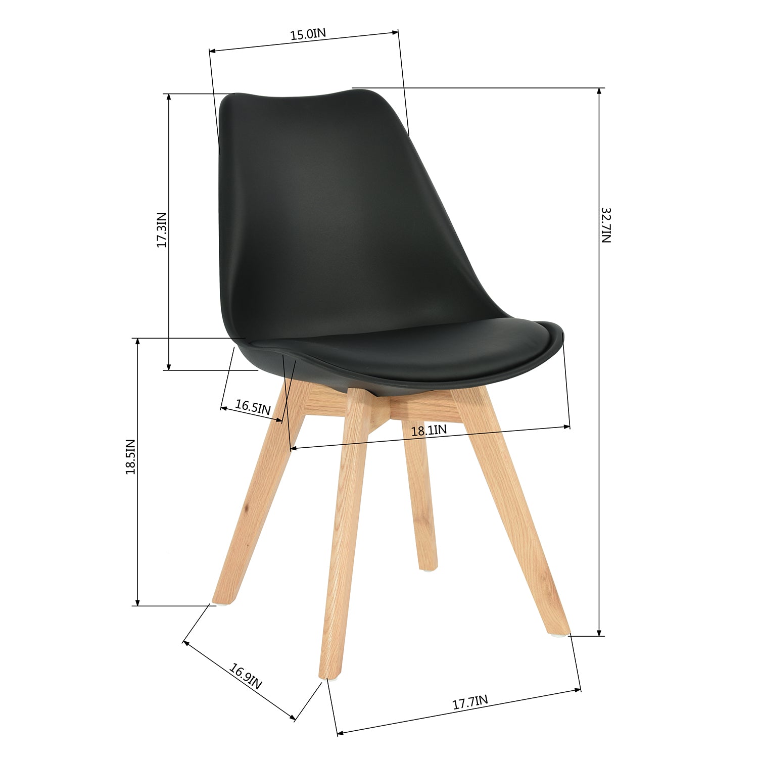 Sedie da pranzo imbottite Homylin Set di 4 sedie laterali in PU in nero