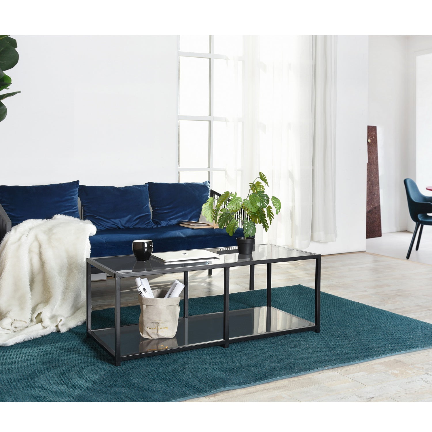 Table basse Homylin Modern Retangle 110x50x42cm gris fumé