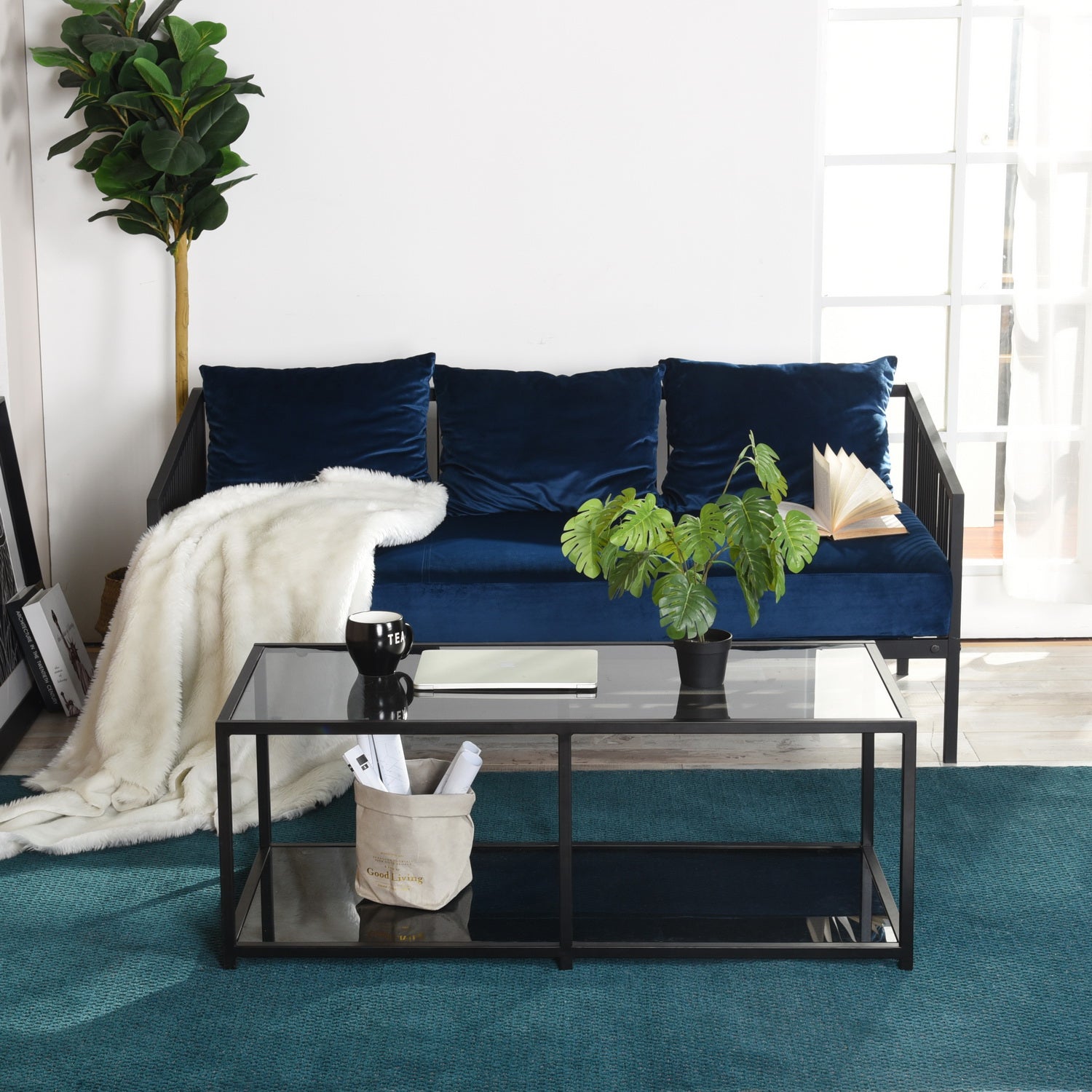 Table basse Homylin Modern Retangle 110x50x42cm gris fumé