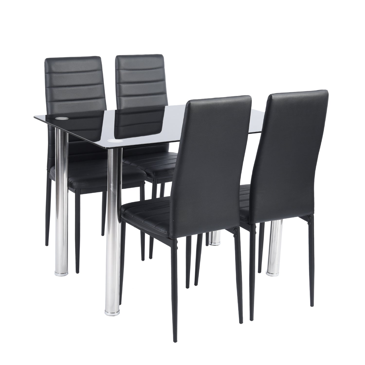 Homylin Gehärtetes Glas Schwarz 5-teiliges Esstisch-Set